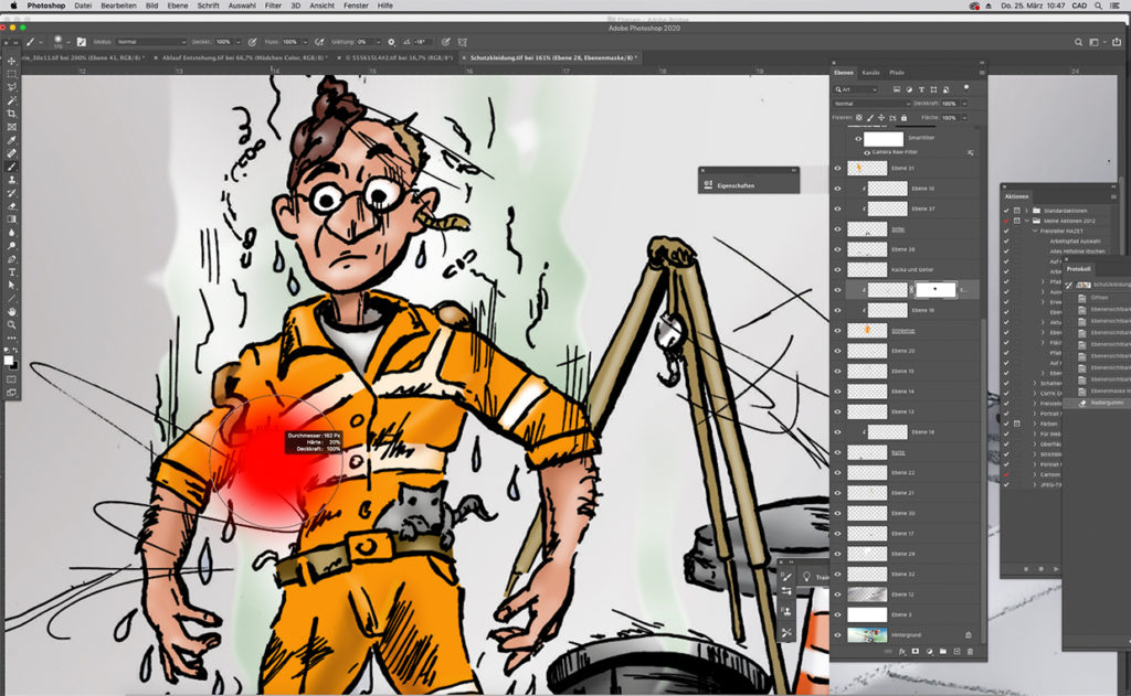 Die Kolorierung der Illustration ist fast fertig.