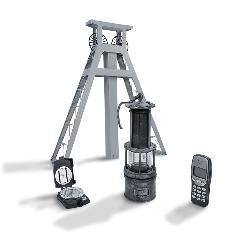 Bergbau Förderturm Kompass Grubenlampe Handy Mobiltelefon Nokia