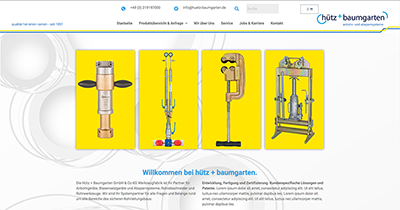 Bildschirmfoto der Startseite des neuen Internetauftritts von Hütz und Baumgarten